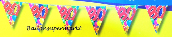 80. Geburtstag, Partydeko, Wimpel, Festdekoration, Feiern mit Wimpelketten,