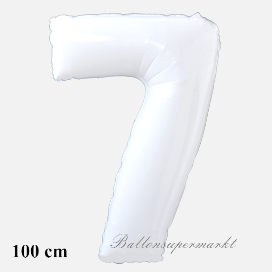 Zahlendekoration, Zahl 7, weiß, großer Folienballon, 1 Meter