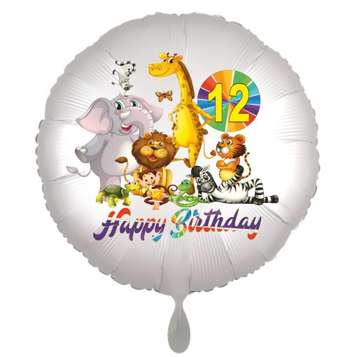 Zootiere Luftballon zum 12. Geburtstag mit Helium