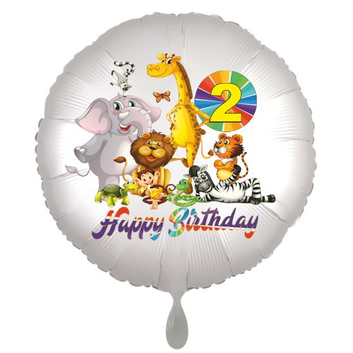 Zootiere Luftballon zum 2. Geburtstag mit Helium