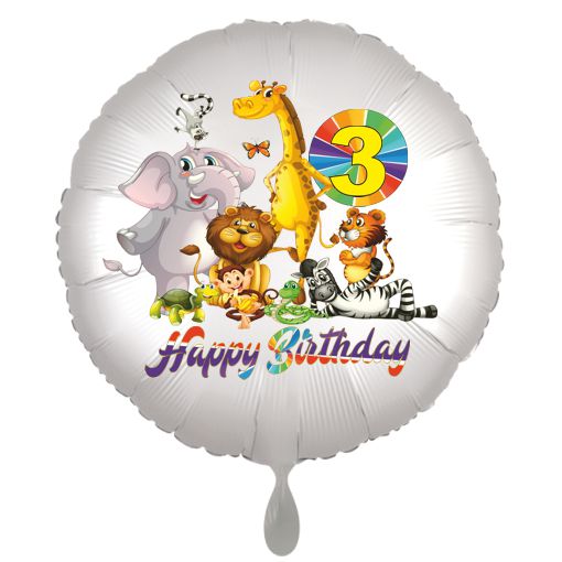 Zootiere Luftballon zum 3. Geburtstag mit Helium
