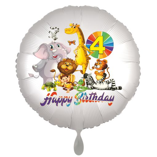 Zootiere Luftballon zum 4. Geburtstag mit Helium