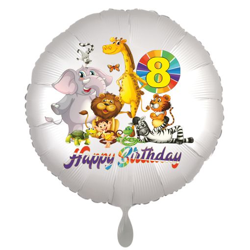 Zootiere Luftballon zum 8. Geburtstag mit Helium