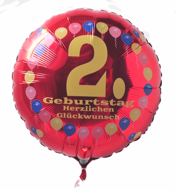 Luftballon zum 2. Geburtstag, Balloons, Rundballon mit Ballongas Helium
