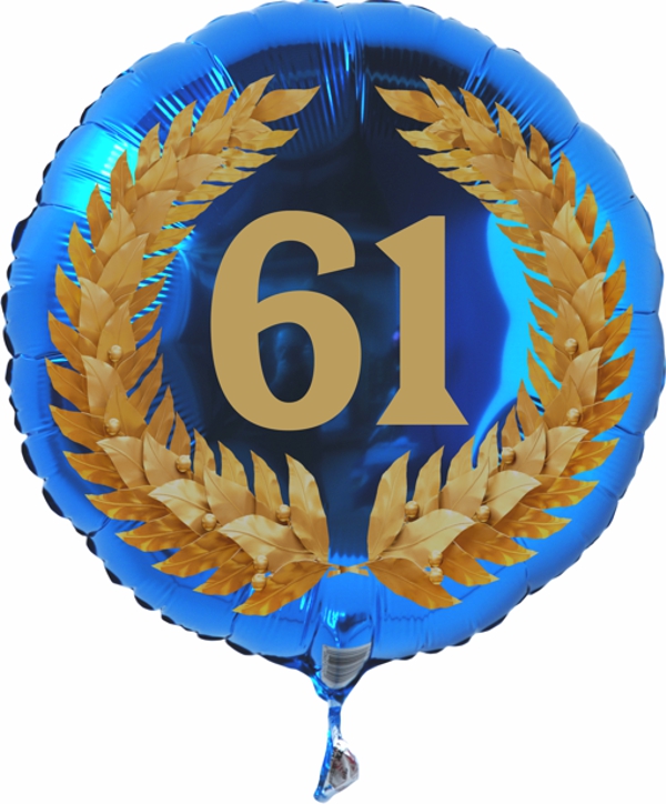 Zum 61. Geburtstag, Jubiläum, Jahrestag, Luftballon Zahl 61 mit Ballongas