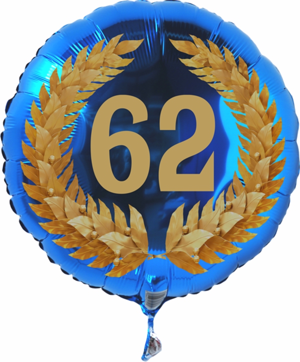 Zum 62. Geburtstag, Jubiläum, Jahrestag, Luftballon Zahl 62 mit Ballongas