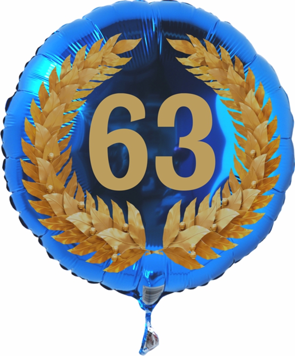 Zum 63. Geburtstag, Jubiläum, Jahrestag, Luftballon Zahl 63 mit Ballongas