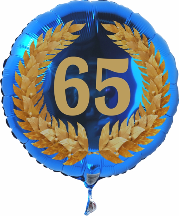 Zum 65. Geburtstag, Jubiläum, Jahrestag, Luftballon Zahl 65 mit Ballongas