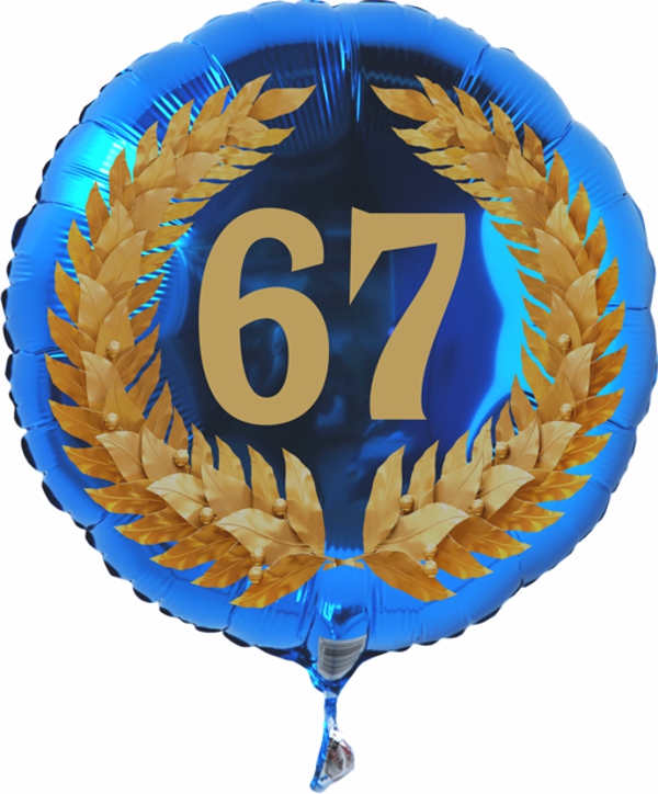 Zum 67. Geburtstag, Jubiläum, Jahrestag, Luftballon Zahl 67 mit Ballongas