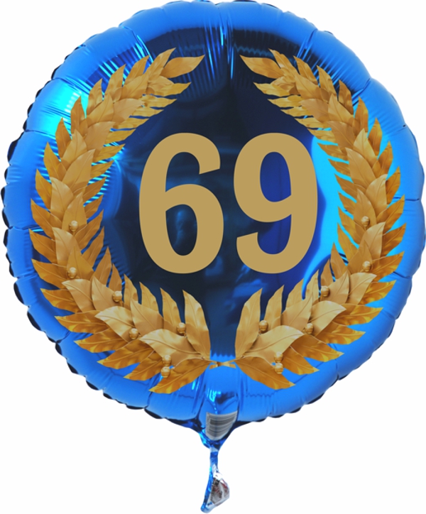 Zum 69. Geburtstag, Jubiläum, Jahrestag, Luftballon Zahl 69 mit Ballongas