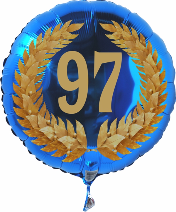 Zum 97. Geburtstag, Jubiläum, Jahrestag, Luftballon Zahl 97 mit Ballongas