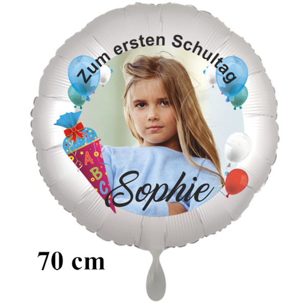 Großer, personalisierter Luftballon mit Foto zum ersten Schultag