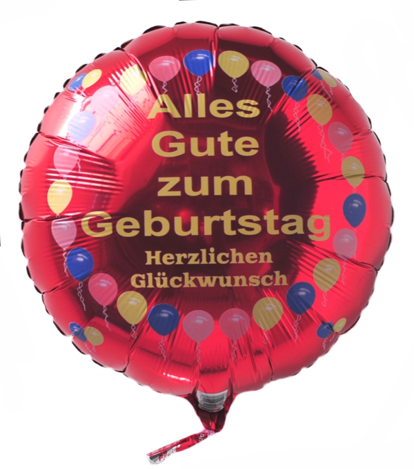 Luftballon aus Folie zum Geburtstag, Herzlichen Glückwunsch, Alles Gute zum Geburtstag, Rundballon Balloons mit Ballongas-Helium