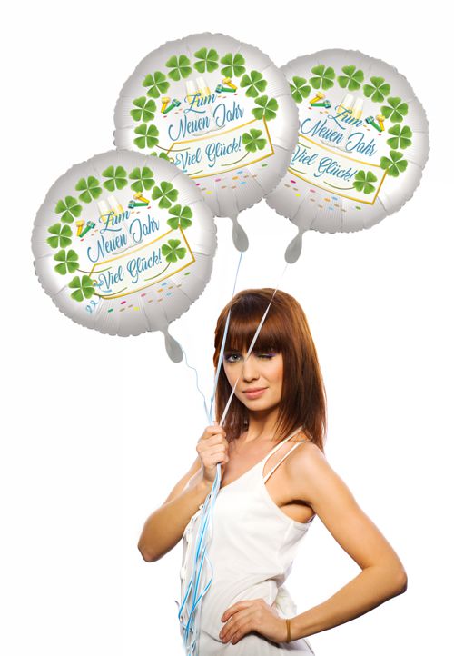 Silvestergrüße mit Luftballons: Zum Neuen Jahr Viel Glück