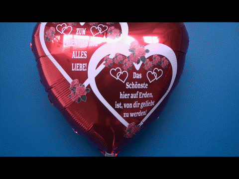 Zum Valentinstag Alles Liebe, Luftballon mit Helium, Roter Herzballon aus Folie