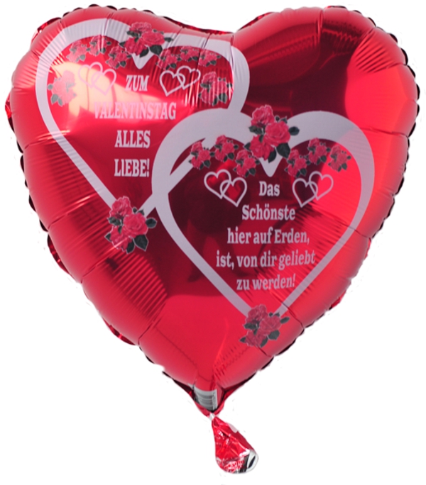 Zum Valentinstag Alles Liebe roter Herz-Luftballon mit Ballongas Helium, Ballongrüße! Sag es mit Ballons! Sag ich liebe dich!