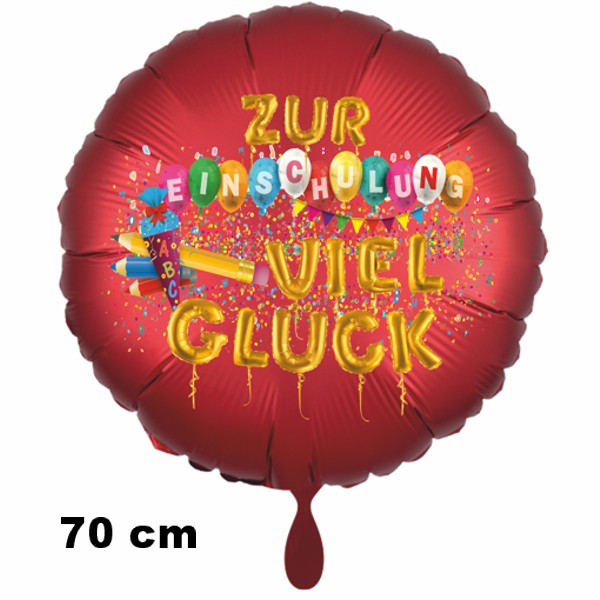 zur-einschulung-viel-glueck-luftballon-rot-satin-de-luxe-70cm