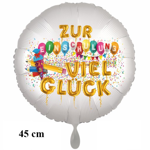 zur-einschulung-viel-glueck-luftballon-weiss-satin-de-luxe-45cm