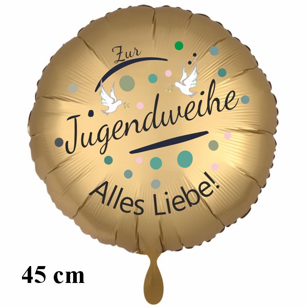 Zur Jugendweihe Alles Liebe, goldener Rundballon 45cm
