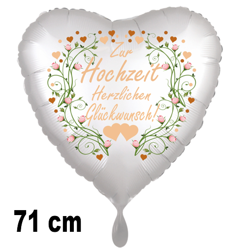 71 cm großer Folienballon: Zur Hochzeit herzlichen Glückwunsch! Geschenk-Luftballon zur Hochzeit-Dekoration