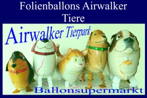 Luftballons aus Folien, Airwalker, laufende Tiere, inklusive Helium-Ballongas