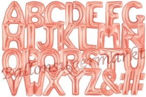 Folienballons große Buchstaben, 100 cm, Rosegold, mit Helium