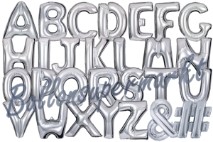 Folienballons große Buchstaben, 100 cm, Silber, mit Helium