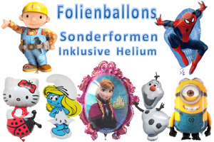 Luftballons aus Folien, Shapes, inklusive Helium-Ballongas