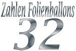 Folienballons Zahl 32 ohne Helium