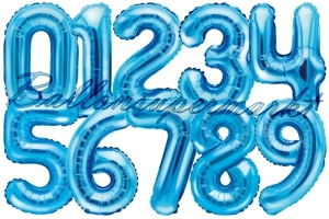 Zahlen Folienballons aus Folie, 35 cm, Blau