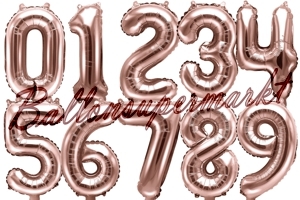 Zahlen Luftballons aus Folie, 35 cm, Rosegold