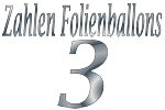 Folienballons Zahl 3 ohne Helium