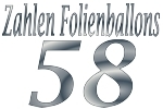 Folienballons Zahl 58 ohne Helium