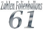 Folienballons Zahl 61 ohne Helium