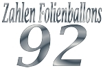 Folienballons Zahl 92 ohne Helium