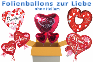 Luftballons aus Folie Liebe und Valentinstag ohne Helium