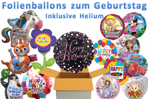 Folienballons Geburtstag mit Helium, Glückwünsche, Dekoration