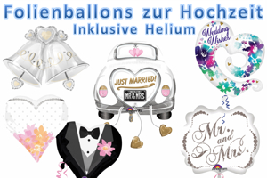 Glückwünsche zur Hochzeit mit Luftballons aus Folie