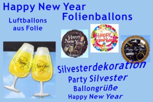 Luftballons aus Folien, Silvester und Neujahr, inklusive Helium-Ballongas