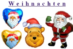 Weihnachtsballons, Nikolausballons, Luftballons zu Weihnachten und Nikolaus mit Helium