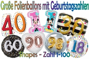 Geburtstag Folienballons mit Geburtstagszahlen