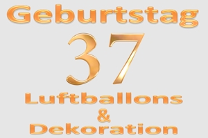 Partydekoration und Luftballons zum 37. Geburtstag