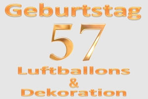 Partydekoration und Luftballons zum 57. Geburtstag