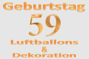 Partydekoration und Luftballons zum 59. Geburtstag