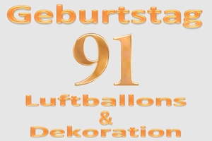 Partydekoration und Luftballons zum 91. Geburtstag