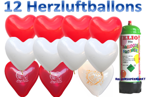 Herzluftballons Hochzeit mit dem kleinen Helium-Einwegbehälter