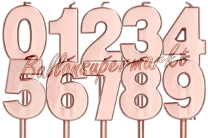 Rosegold Metallic Zahlen Geburtstagskerzen