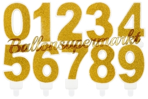 Gold Glitter Zahlen Geburtstagskerzen