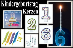 Geburtstagskerzen, Kerzen zum Kindergeburtstag