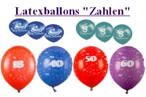 Luftballons mit Zahlen für Dekorateure